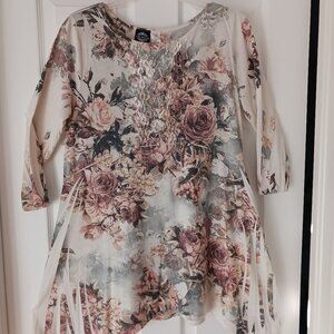 Vintage Cal Style Fairy Lace Beads Floral Dress SzM Whimsigoth Cottagecore Flowy